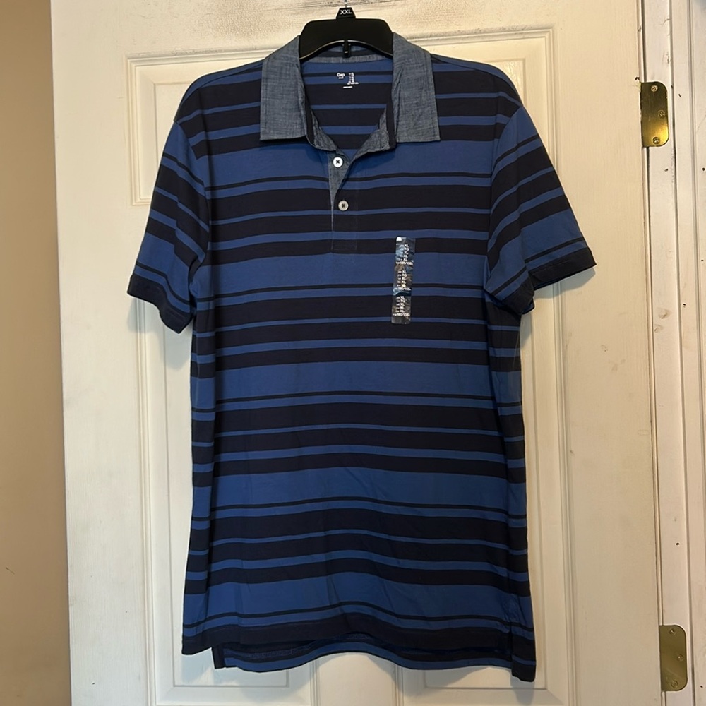 Gap Blue Striped Polo Shirt Size XL